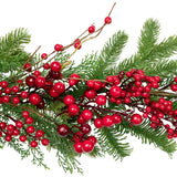 180CM RED BERRY & GREEN PINE GARLAND