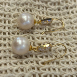 Hailey Crystal & Pearl Gold Hook Earring