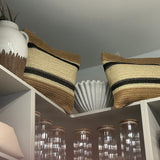 Sol Woven Clutch - Natural/Navy