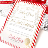 Santa's Nice List Certificate - Red White Stripe