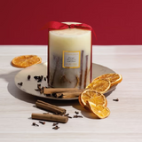 Scented Spiced Orange, Clove Cinnamon Botanical Pillar Candle 900g