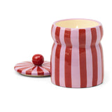 Cabana Christmas Red Pink Striped Candle - Pink Peppermint 185g