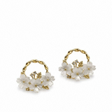 Gold White Trio Patra Flower Hoops