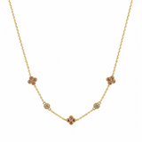 Gold Pink Crystal Felice Chain Necklace