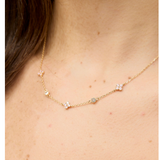 Gold Pink Crystal Felice Chain Necklace