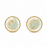Gold Green Swirl Disc Earring