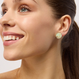 Gold Green Swirl Disc Earring