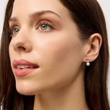 Gold Crystal Heart Pearl Drop Earring