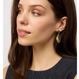 Gold Black Leaf Cluster Earrings