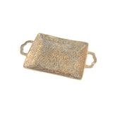 SOMME GOLD ALLOY SQUARE TRAY WITH HANDLES