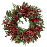 BURGUNDY BERRY WREATH 61CM