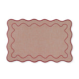 CLAUDIA LIGHT PINK/RED SCALLOPED RECTANGLE PLACEMAT 30X45CM