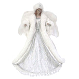 FABRIC ANGEL TREE TOPPER WHITE SILVER