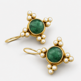 Georgette Etched Glass Green Drop Earrings