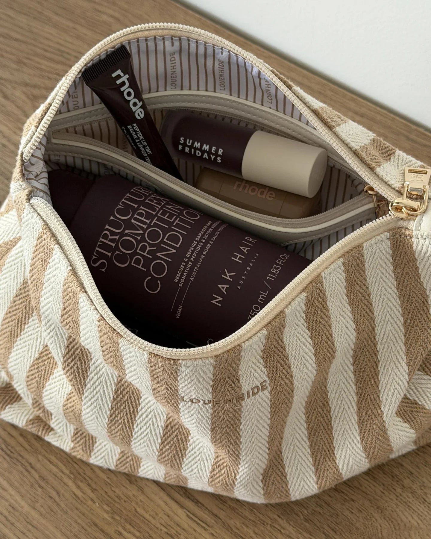 Addi Pouch Beige Stripe - Pure Apotheca