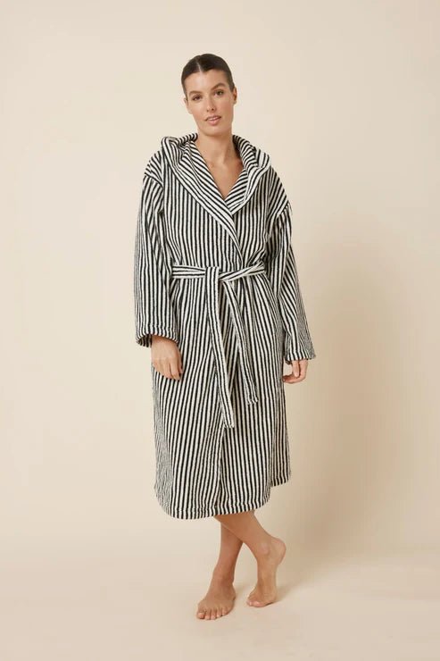 Adriana Terry Towel Robe Black Medium - Pure Apotheca