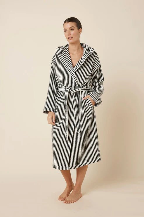 Adriana Terry Towel Robe Black Medium - Pure Apotheca
