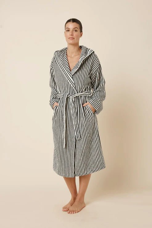 Adriana Terry Towel Robe Black Medium - Pure Apotheca
