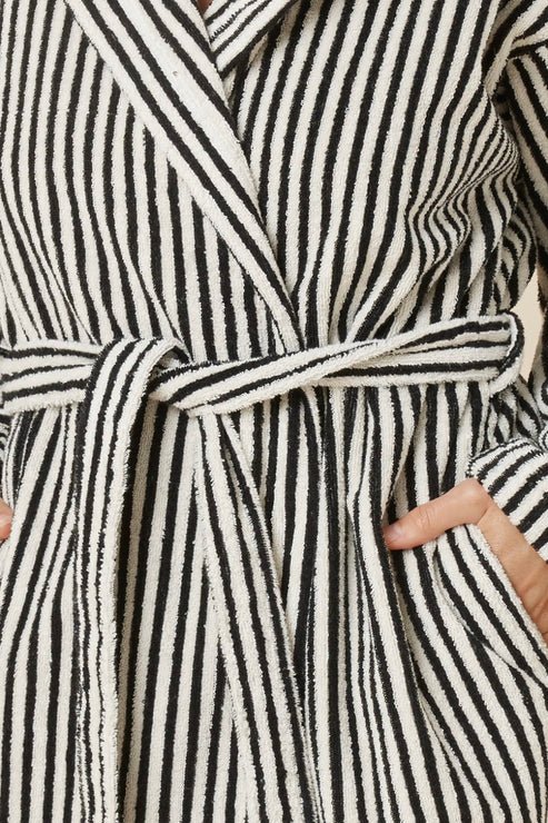 Adriana Terry Towel Robe Black Medium - Pure Apotheca