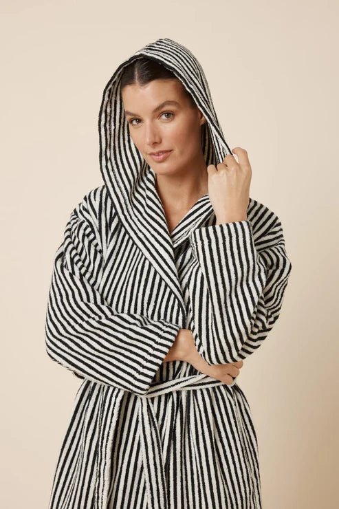 Adriana Terry Towel Robe Black Medium - Pure Apotheca