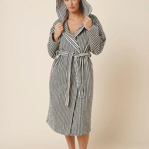 Adriana Terry Towel Robe Black Medium - Pure Apotheca