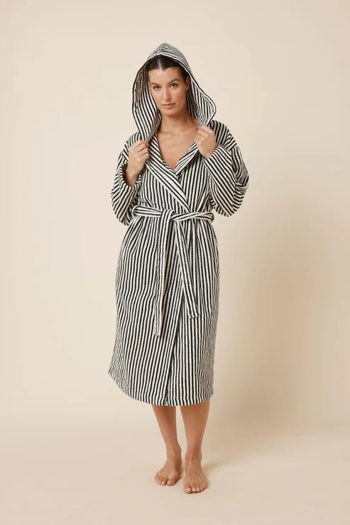 Adriana Terry Towel Robe Black Medium - Pure Apotheca