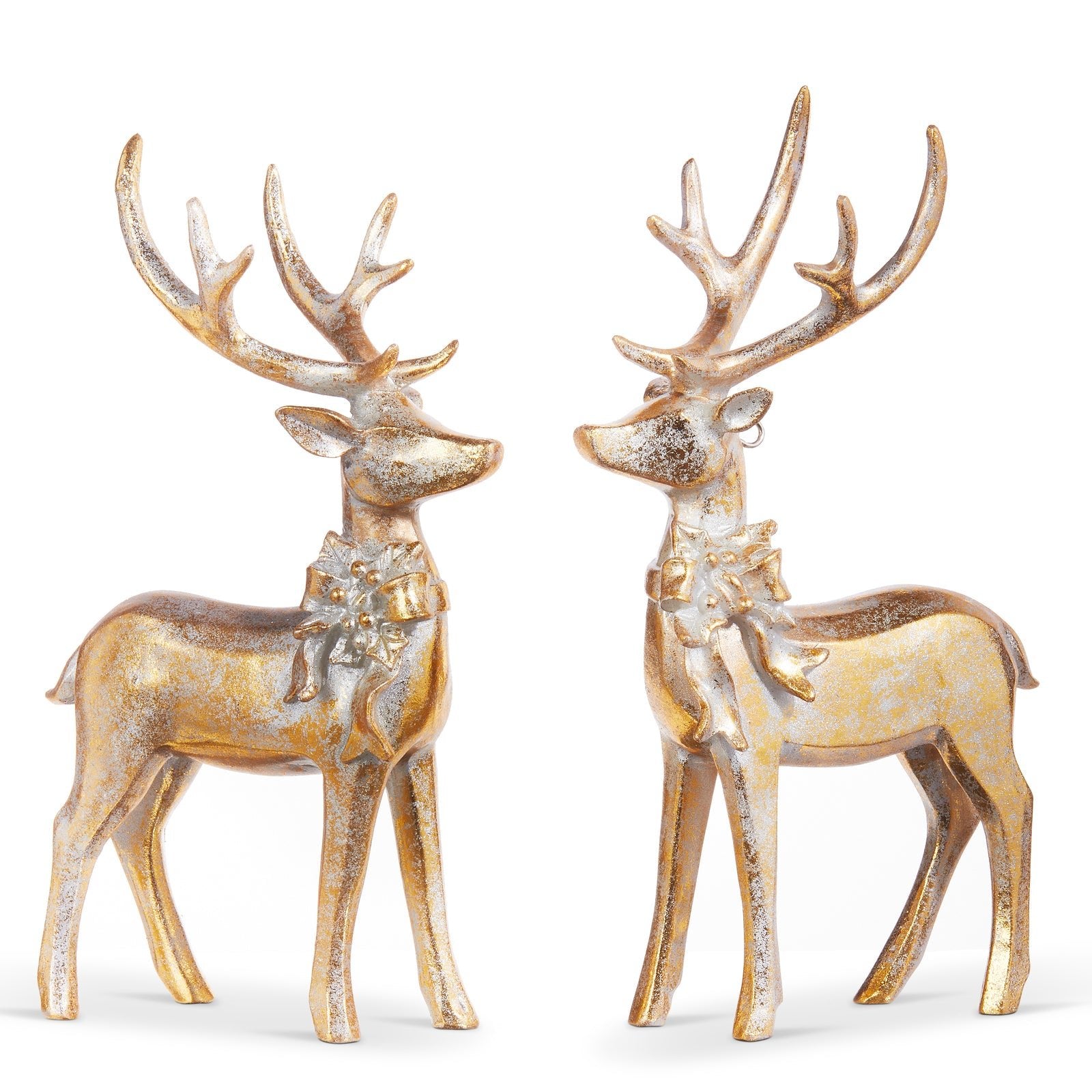 AGED GOLD DEER WITH BOW HANGING ORNAMENT 2ASSTD - Pure Apotheca