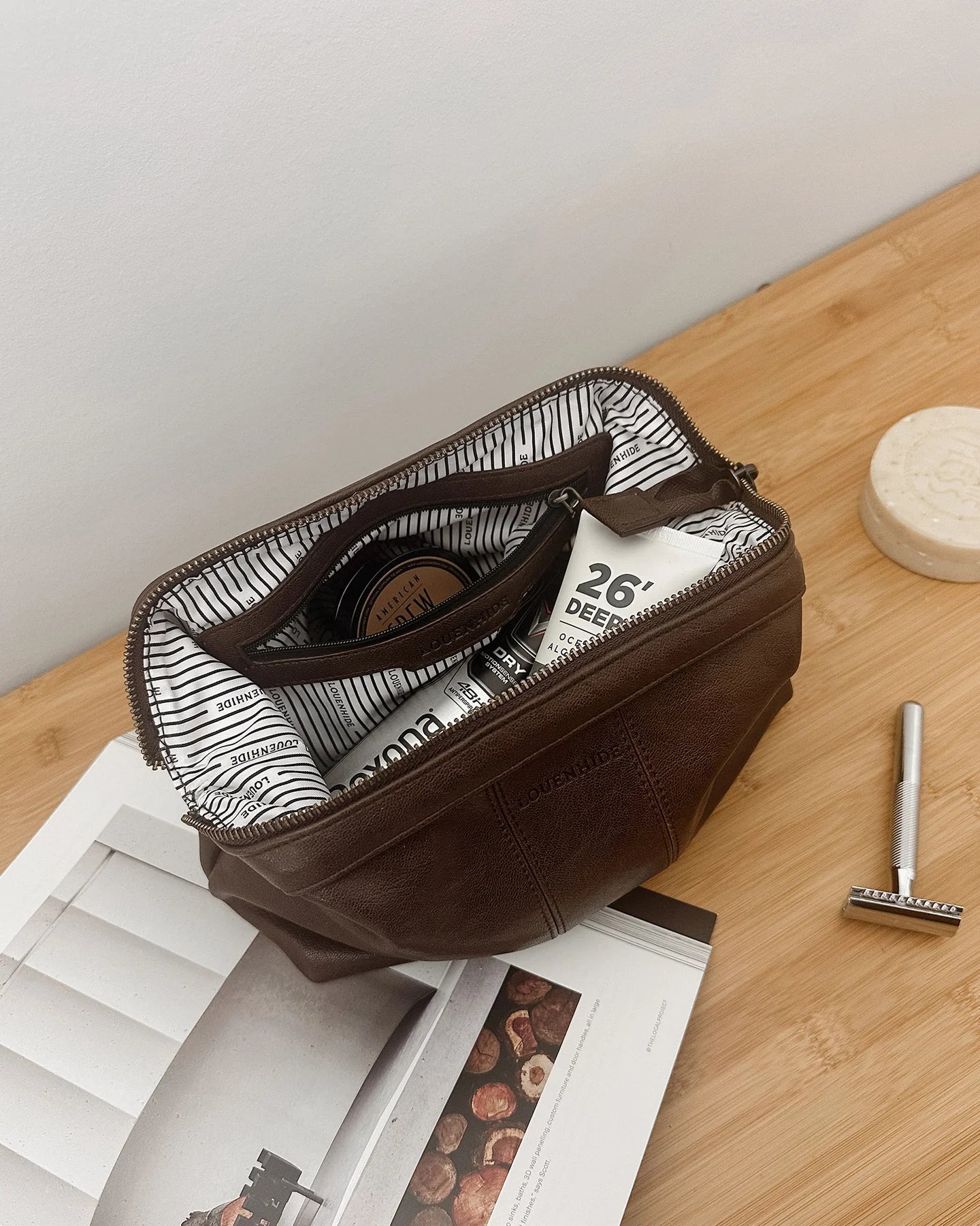 Albie Cosmetic Case Saddle Chocolate - Pure Apotheca