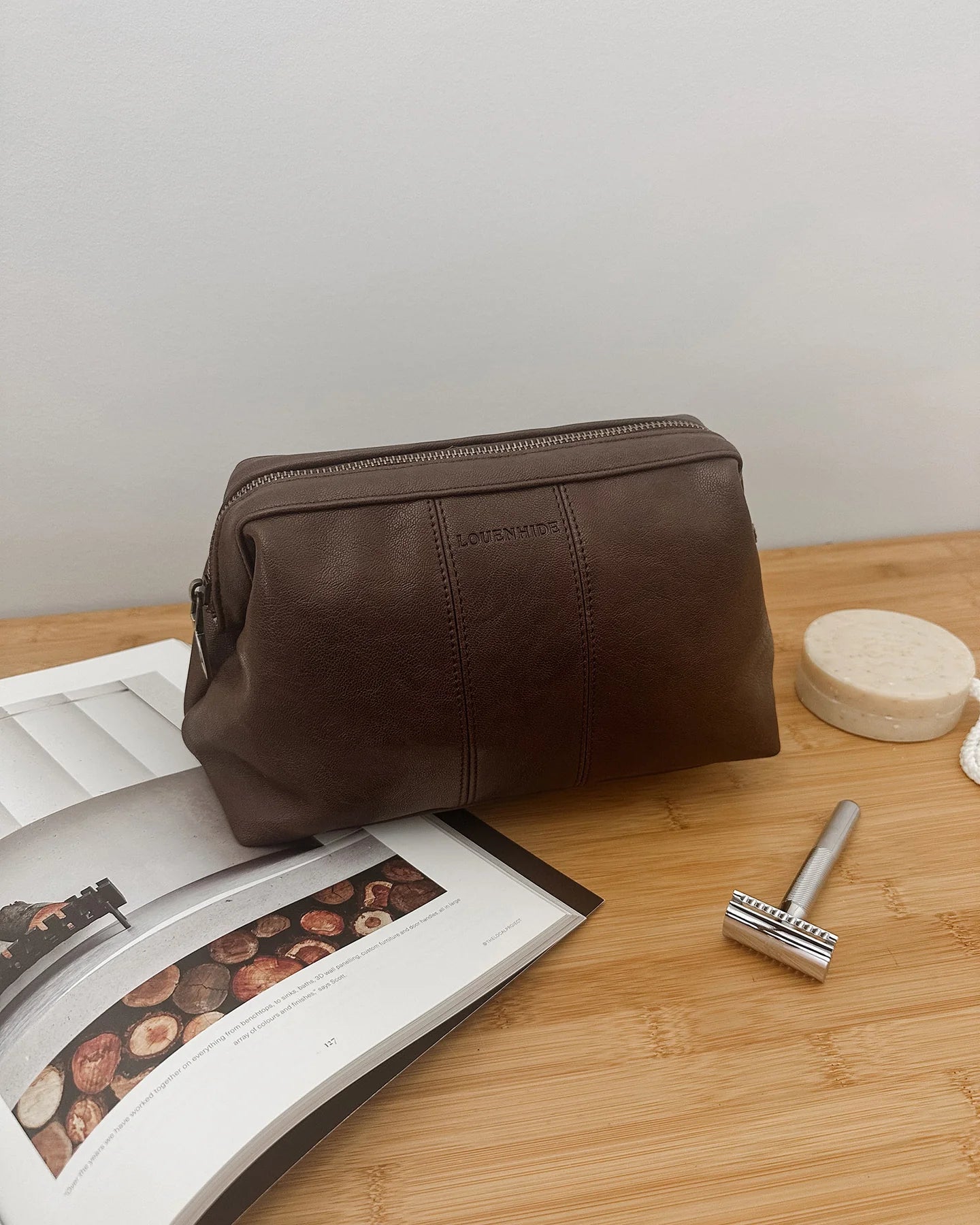 Albie Cosmetic Case Saddle Chocolate - Pure Apotheca