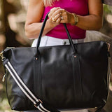 Alexis Stripe Weekender Travel Bag Black Stripe - Pure Apotheca