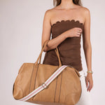 Alexis Stripe Weekender Travel Bag Camel Stripe - Pure Apotheca