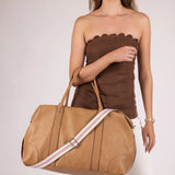 Alexis Stripe Weekender Travel Bag Camel Stripe - Pure Apotheca