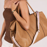 Alexis Stripe Weekender Travel Bag Camel Stripe - Pure Apotheca