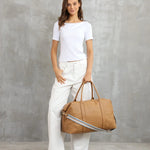 Alexis Stripe Weekender Travel Bag Camel Stripe - Pure Apotheca