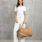 Alexis Stripe Weekender Travel Bag Camel Stripe - Pure Apotheca