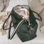Alexis Stripe Weekender Travel Bag Forest Green Stripe - Pure Apotheca