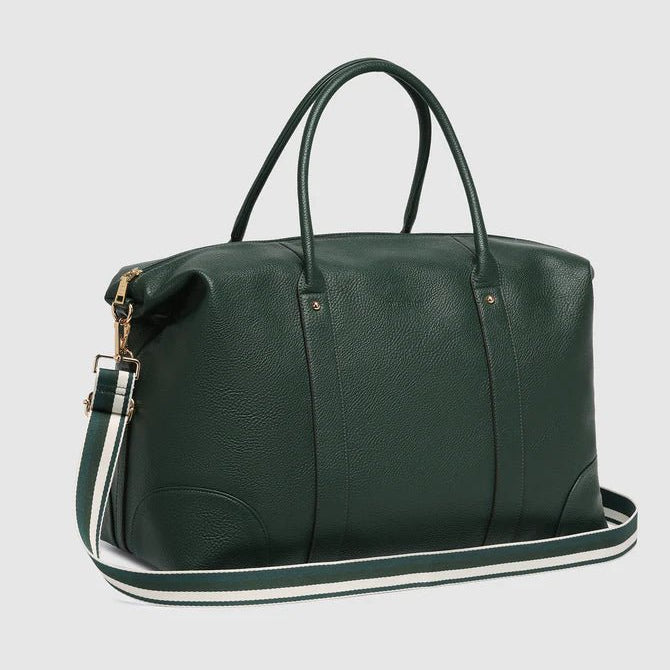 Alexis Stripe Weekender Travel Bag Forest Green Stripe - Pure Apotheca