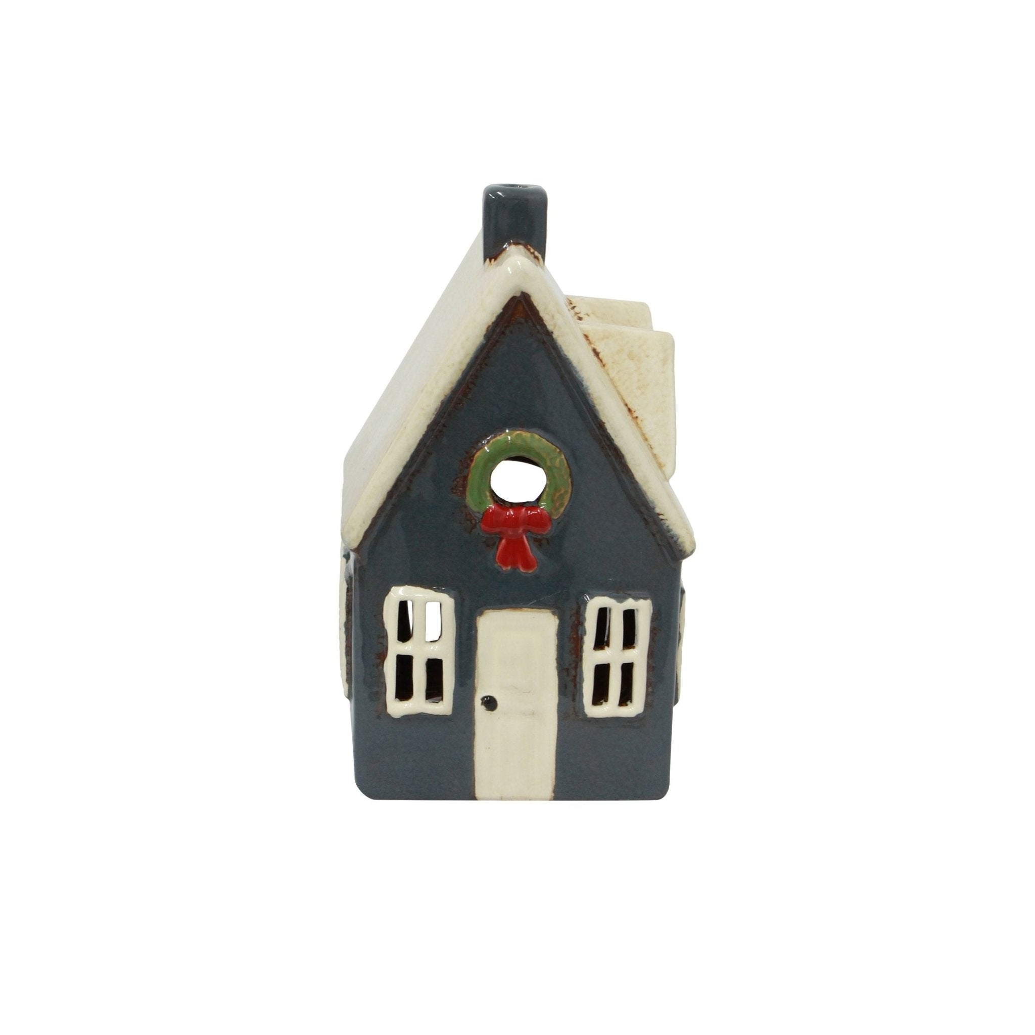 Alsace Tea Light Cottage Navy with Wreath - Pure Apotheca