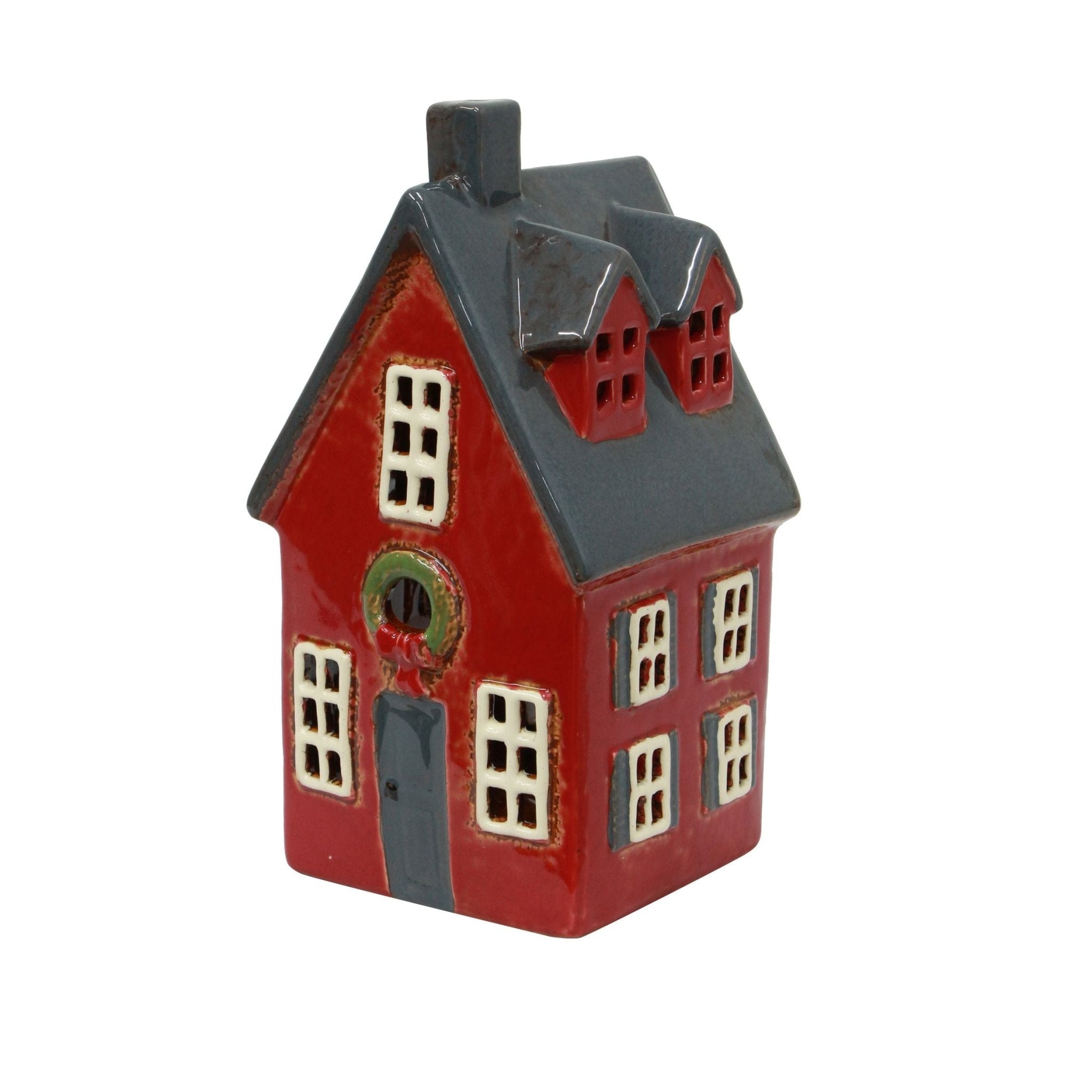 Alsace Tea Light Cottage Red with Wreath - Pure Apotheca