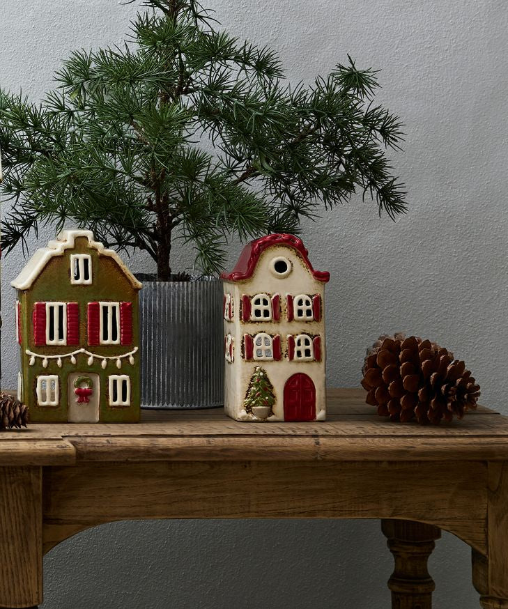 Alsace Tea Light Villa Christmas Stone with Red Shutters - Pure Apotheca