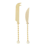 Amalia Stainless Steel/Resin Cheese Knives Set/2 20cm Ivory - Pure Apotheca