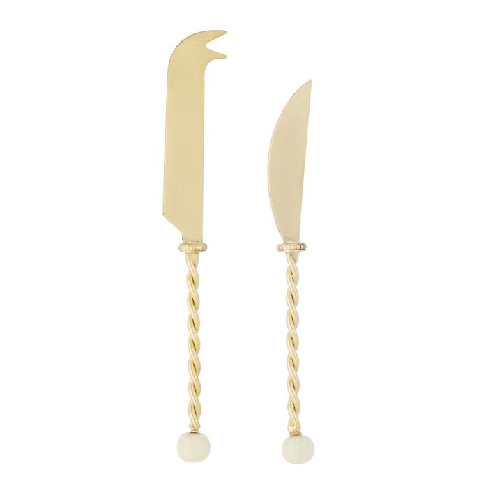 Amalia Stainless Steel/Resin Cheese Knives Set/2 20cm Ivory - Pure Apotheca