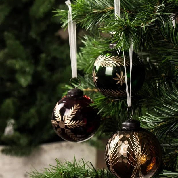 Amina Glass Bauble Green/Gold - Pure Apotheca