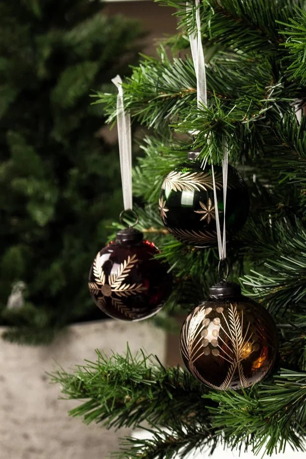 Amina Glass Bauble Green/Gold - Pure Apotheca