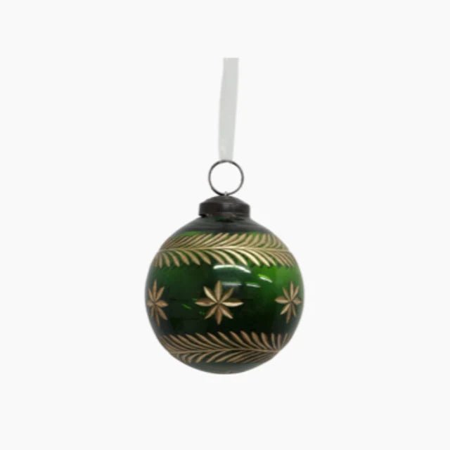 Amina Glass Bauble Green/Gold - Pure Apotheca