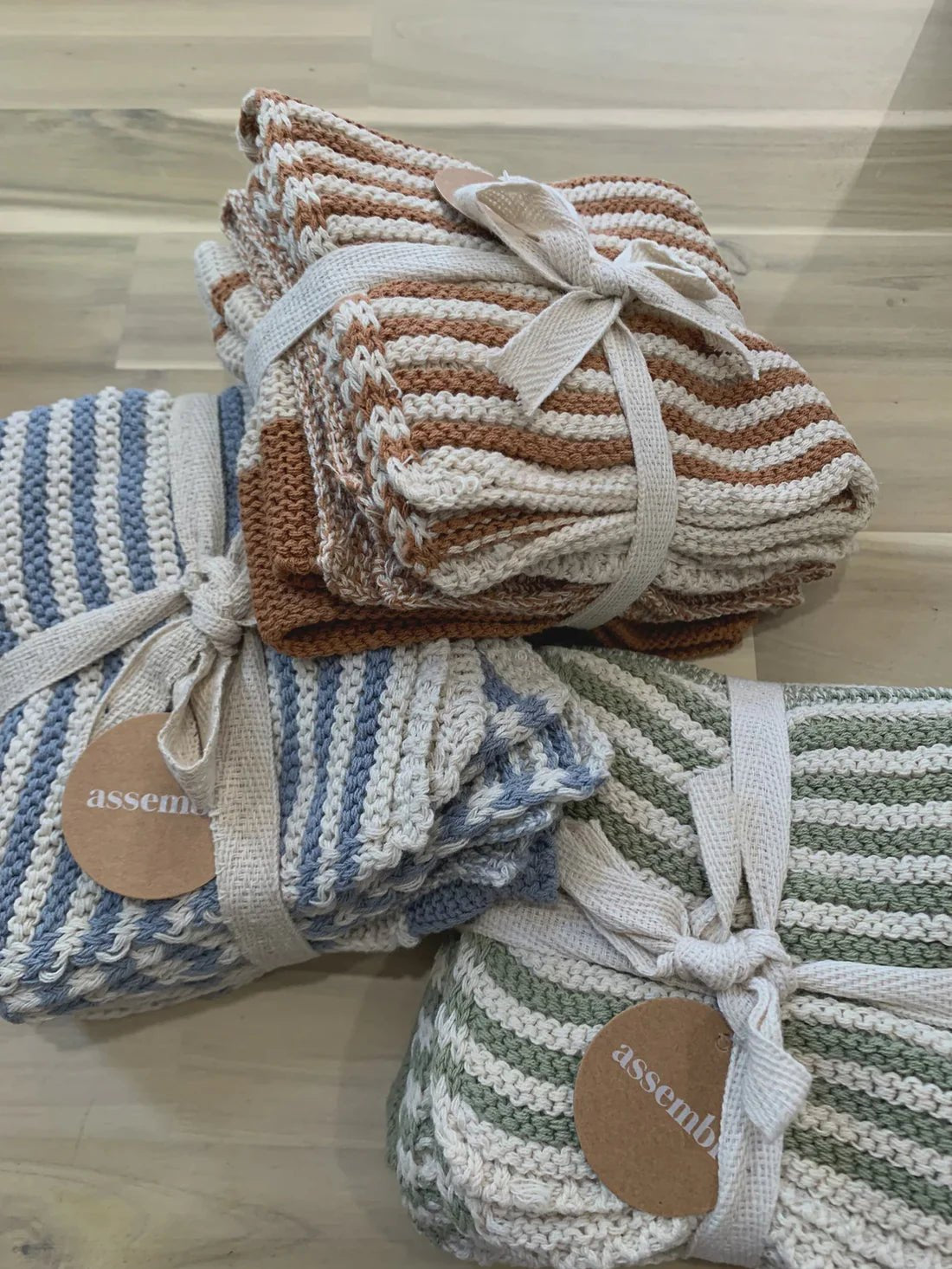 Amy Set/3 Cotton Knit Washer Cloth Clay - Pure Apotheca