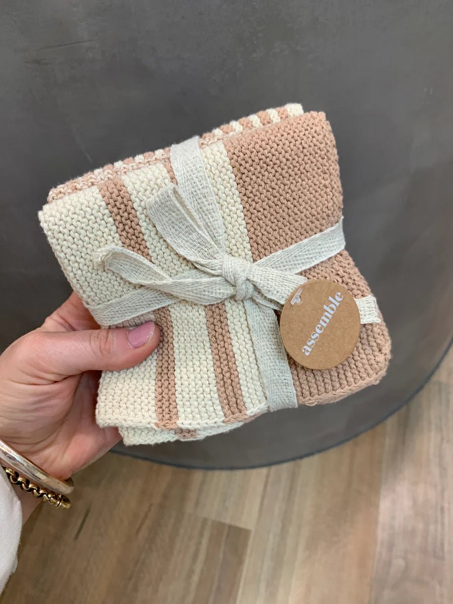 Amy Set/3 Cotton Knit Washer Cloth Clay - Pure Apotheca