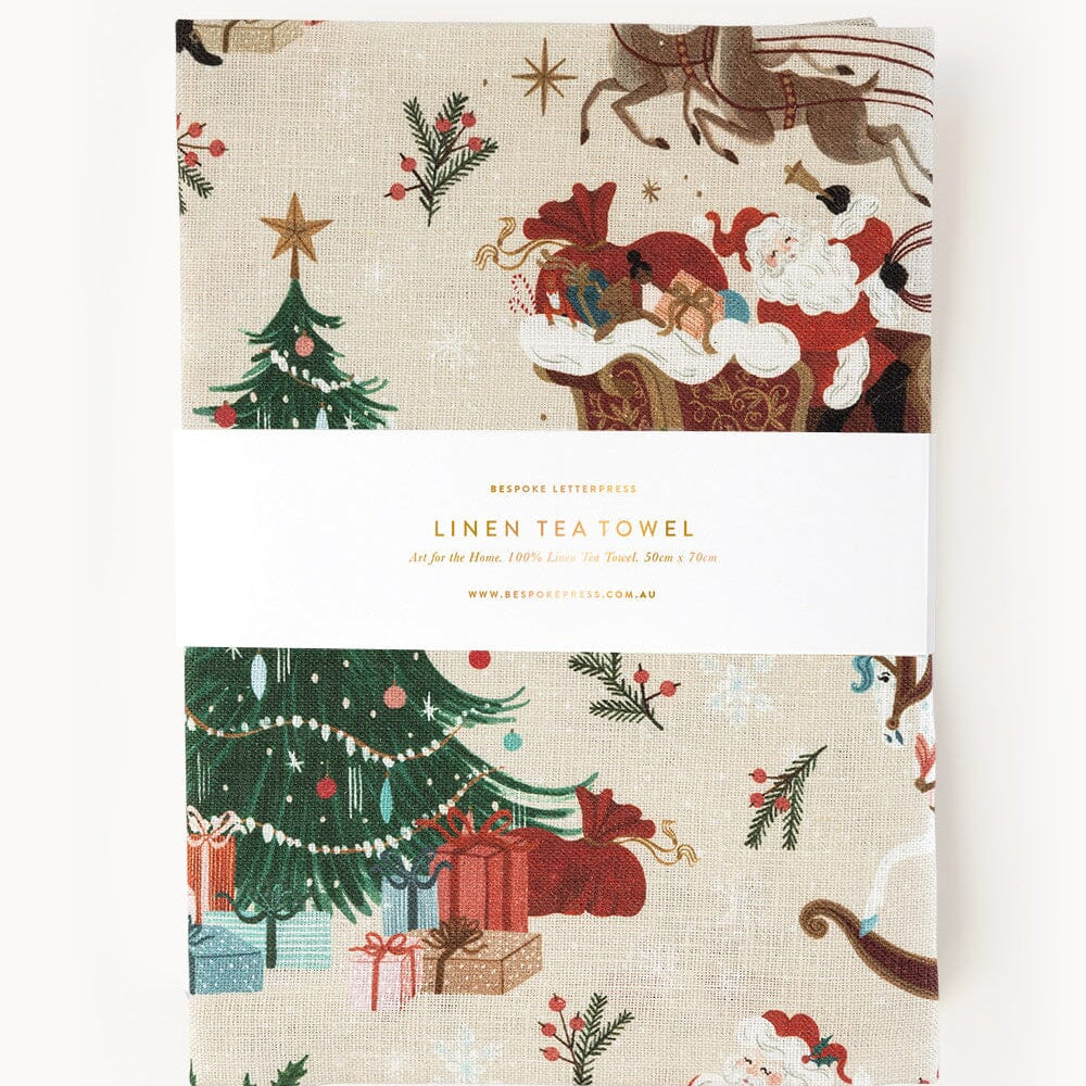 An Enchanted Christmas 100% Linen Tea Towel - Pure Apotheca