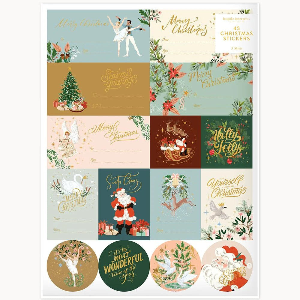 "An Enchanted Christmas" Christmas Stickers Pack 45pk - Pure Apotheca