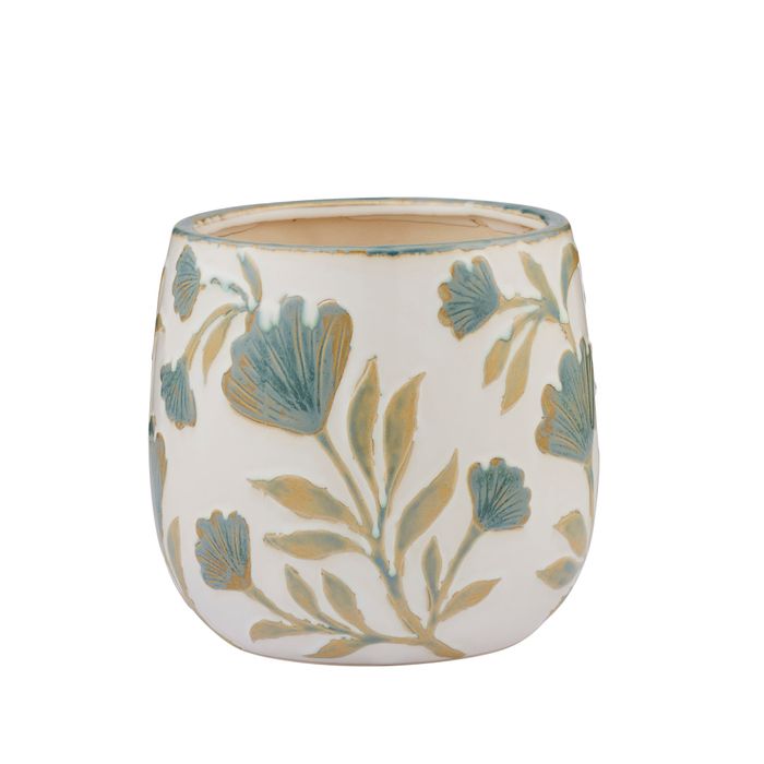 Anchal Ceramic Pot 20.5x19cm Blue/Olive - Pure Apotheca